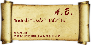 Andráskó Béla névjegykártya