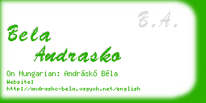 bela andrasko business card