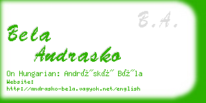 bela andrasko business card